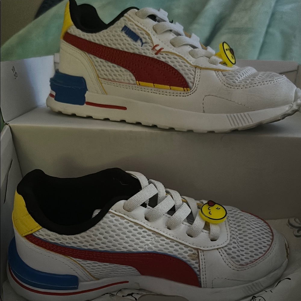 Puma Retro-Inspired White and Red Sneakers